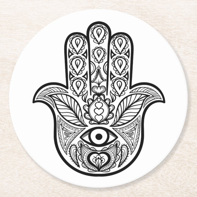 Dessous De Verre Rond Main inspirée de Hamsa (Devant)