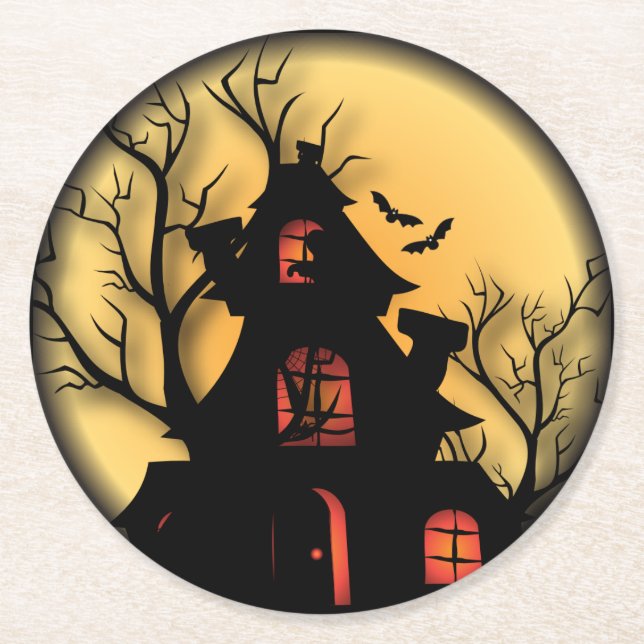 Dessous De Verre Rond Maison d'Halloween (Devant)