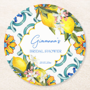 Dessous De Verre Rond Majolica tuiles citrons douche nuptiale faveurs