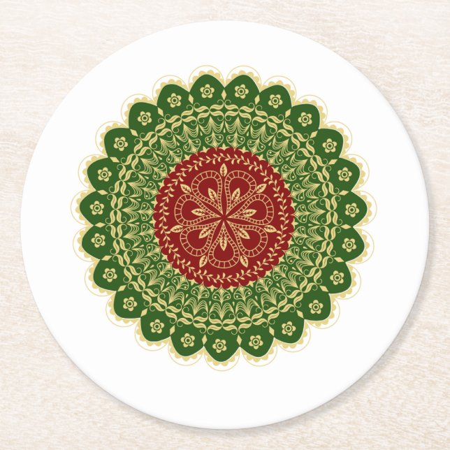 Dessous De Verre Rond Mandala Art Paper Dessous de verre (Devant)