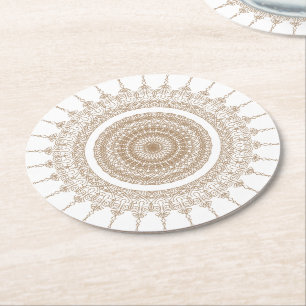 Dessous De Verre Rond Mandala Bohemian White Boho