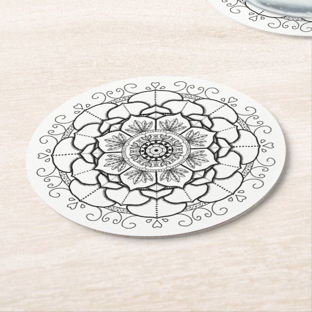 Dessous De Verre Rond Mandala de manne (Incliné)
