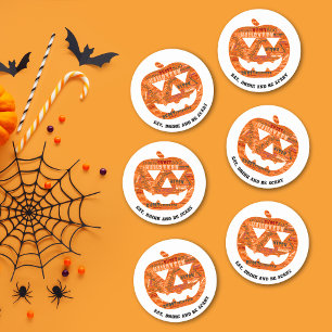 Dessous De Verre Rond Mangez Boire Soyez Effrayant Halloween Citrouille 