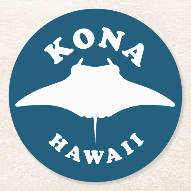 Dessous De Verre Rond Manta Ray Plongée à Kona, Hawaii (Devant)