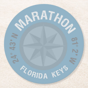 Dessous De Verre Rond Marathon Florida Keys Latitude Longitude Nautique