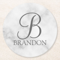 Marbre blanc de script personnalisé Monogramme et 