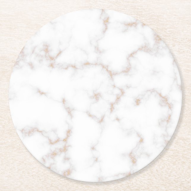 Dessous De Verre Rond Marbre blanc et or (Devant)