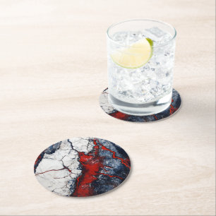 Dessous De Verre Rond Marbre bleu blanc Motif