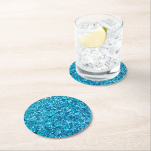 Dessous De Verre Rond Marbre d'eau turquoise