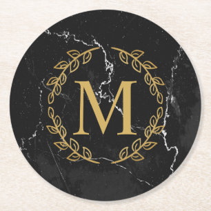 Dessous De Verre Rond Marbre noir