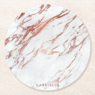 Dessous De Verre Rond Marbre rose d'or