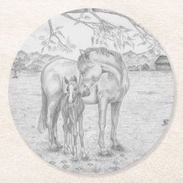 Dessous De Verre Rond Mare et poulain