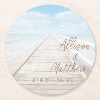 Dessous De Verre Rond Mariage à la Plage | Mariage au Bord de la Mer