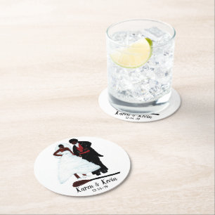Dessous De Verre Rond Mariage Afro-Américain "Sauter Le Balai"