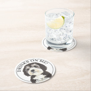 Dessous De Verre Rond Mariage Bernedoodle personnalisé