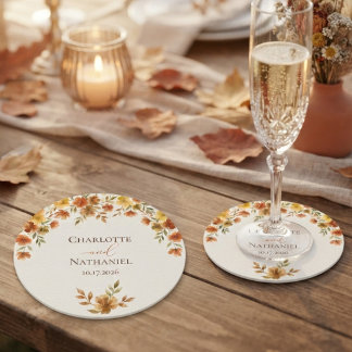 Dessous De Verre Rond Mariage Bohème Terracotta Fleur Sauvage Automne