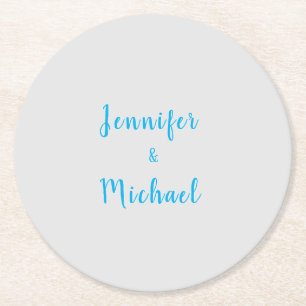 Dessous De Verre Rond Mariage Classique Ciel bleu gris