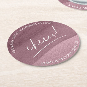 Dessous De Verre Rond Mariage de calligraphie Cheers Mauve ID771