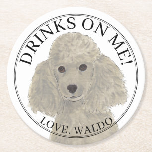 Dessous De Verre Rond Mariage de caniche gris-gris