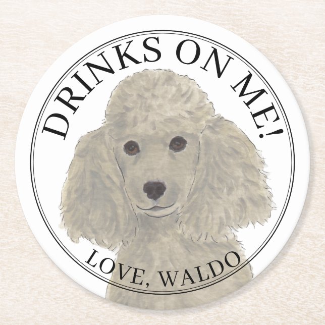 Dessous De Verre Rond Mariage de caniche gris-gris (Devant)
