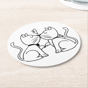 Dessous De Verre Rond Mariage de Chats Noir Blanc Kitty Enterrement de V