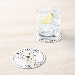 Dessous De Verre Rond Mariage de chien dalmate personnalisé