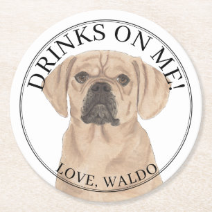 Dessous De Verre Rond Mariage de chien de bascule personnalisé