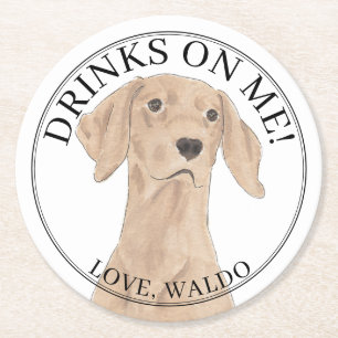 Dessous De Verre Rond Mariage de chien Vizsla personnalisé