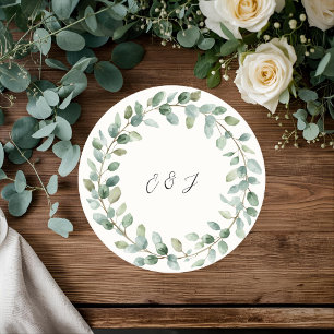 Dessous De Verre Rond Mariage de verdure botanique personnalisé
