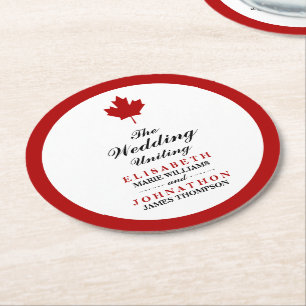 Dessous De Verre Rond Mariage du drapeau canadien