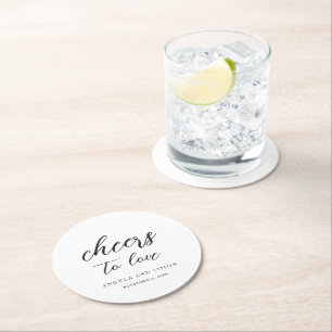 Dessous De Verre Rond Mariage Élégant Moderne Neutre