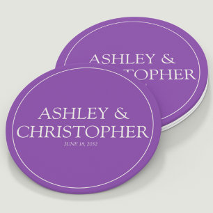 Dessous De Verre Rond Mariage Fleur sauvage couleur d'eau violet