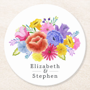 Dessous De Verre Rond Mariage Floral Fiesta Mexicaine
