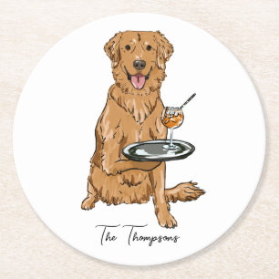 Dessous De Verre Rond Mariage Golden Retriever