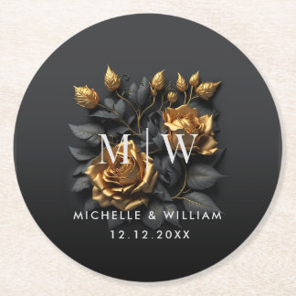 Dessous De Verre Rond Mariage gothique Rose d'or noir