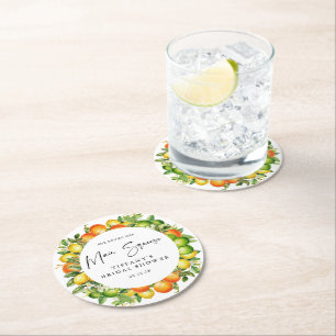 Dessous De Verre Rond Mariage Moderne d'Été Oranges Citron Citrus
