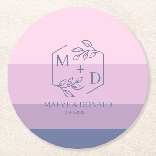 Dessous De Verre Rond mariage monogramme (Devant)