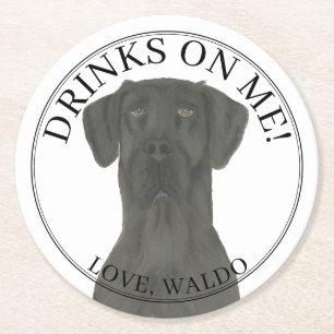 Dessous De Verre Rond Mariage noir personnalisé Great Dane