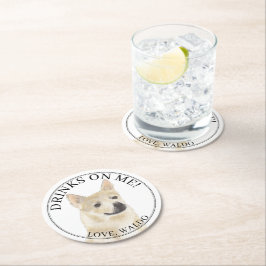 Dessous De Verre Rond Mariage norvégien personnalisé Buhund Dog