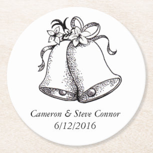 Dessous De Verre Rond Mariage personnalisé Bell Drink Coasters