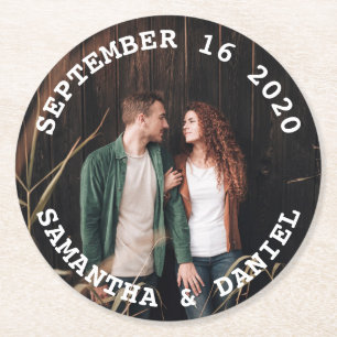 Dessous De Verre Rond Mariage personnalisé Date et photo