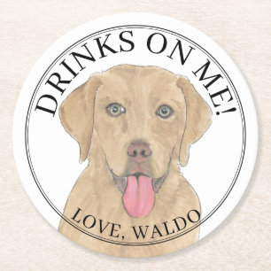 Dessous De Verre Rond Mariage personnalisé Dudley Labrador
