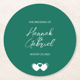 Dessous De Verre Rond Mariage personnalisé Emerald Green