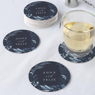 Dessous De Verre Rond Mariage personnalisé Winter Azure