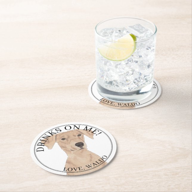 Dessous De Verre Rond Mariage Pinscher allemand personnalisé (En situation)