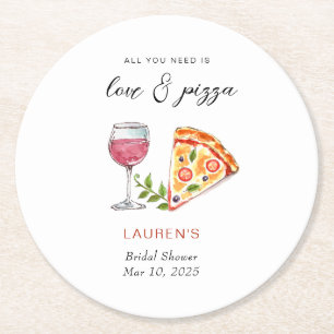 Dessous De Verre Rond Mariage Pizza et amour Shower 