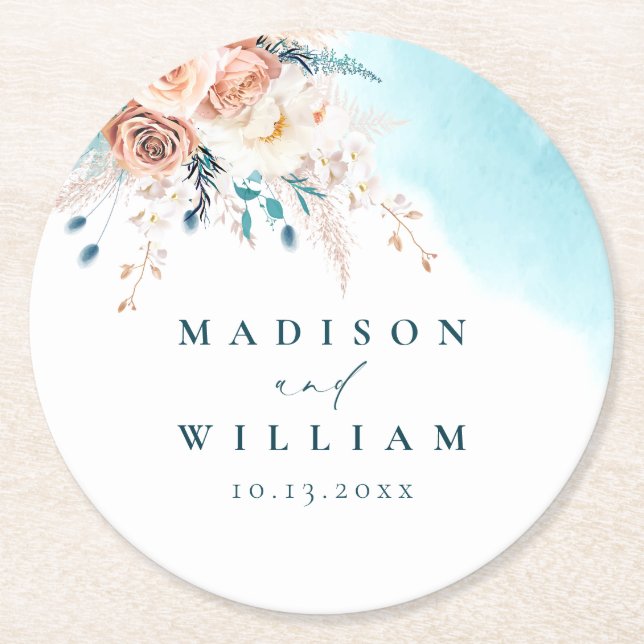 Dessous De Verre Rond Mariage plage (Devant)