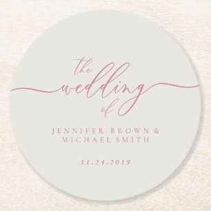 Dessous De Verre Rond Mariage rose ivoire