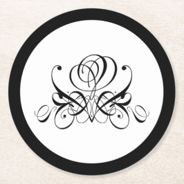 Dessous De Verre Rond Mariage Rose noir Calligraphie