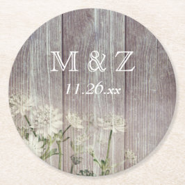 Dessous De Verre Rond Mariage rustique en bois foncé